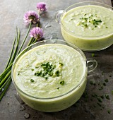 Cold cucumber soup with chives