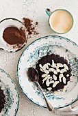 Chocolate pudding with almonds
