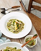 Soba noodles with fried tofu and coriander