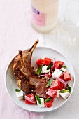Saddle of lamb with a watermelon salad