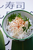 Rice with shiso, enoki mushrooms and sesame seeds (Japan)