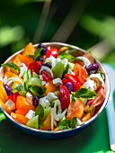 Colourful tomato salad with sheep's cheese