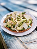 Vegetable tart with Parmesan and pine nuts