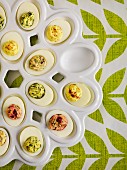 Deviled Eggs on White Serving Dish