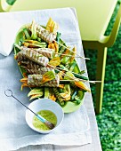Kingfish skewers with courgette