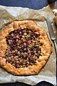 Gooseberry and blackcurrant galette