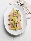 Salmon mousse with cucumber and red onion