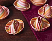 Striped pasta sombreros (close-up)