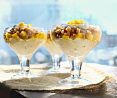 Parfait with farro and pineapple