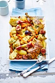 Chicken legs with figs and potatoes