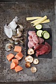 Fleisch, Geflügel, Fisch, Meeresfrüchte & Gemüse fürs Fondue