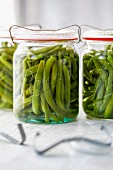 Jars of pickled green beans