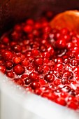 Cranberry jam being made