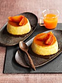 Creme caramel with blood oranges and rosemary