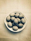 Eier in einer Schüssel (Draufsicht)