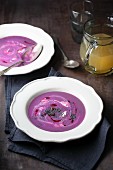 Cream of red cabbage soup with poppyseeds