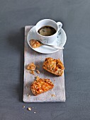 Peanut biscotti with coffee
