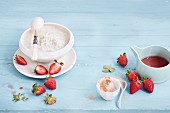 Vanilla ice cream with cinnamon sugar and strawberries
