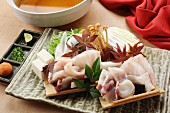 Cod sashimi with mushrooms (Japan)