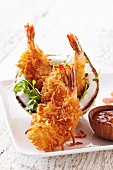 Coconut fried shrimp with a sweet and sour dip