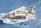 Turron with cocoa nibs and candied ginger