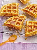 Apricots waffles with honey