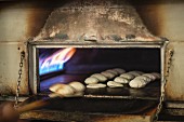 Unleavened bread in an oven