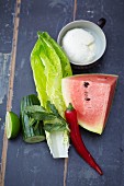 Zutaten für Salatröllchen mit Melone