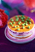 A vegetable cake with cream cheese