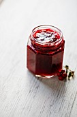 A jar of cranberry jam