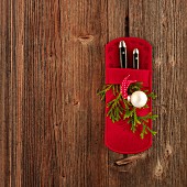 Red cutlery bag