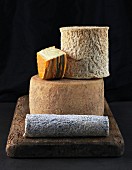 An arrangement of cheeses