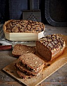 Wholemeal bread baked in a wooden basket