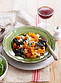Penne with pumpkin, mushrooms and ricotta cheese