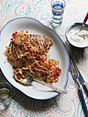 Turkey breast with spicy pomegranate rice and yogurt (Morocco)