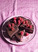 Whole Chocolate Cake with Raspberries