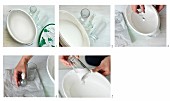 Craft idea with instructions - dipping glass items in white paint