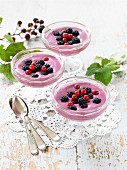 Cold blueberry soup with redcurrants