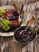 Blueberry chutney with a grilled steak