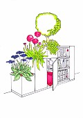 Bepflanztes Sideboard mit Zimmerpflanzen