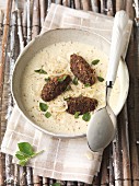 Potato soup with onions and dumplings