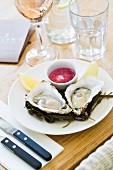 Fresh oysters in a restaurant (Cornwall, England)