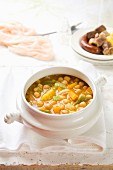 Chickpeas with vegetables and chorizo