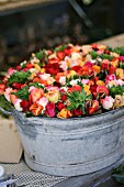 Spray roses in zinc tub