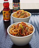 Wide noodles with vegetables and pork (Asia)
