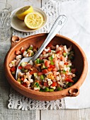 Seafood salad with cucumber and tomatoes