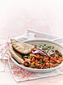 Kidney beans with peppers and onions
