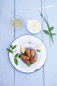 Gluten free falafel with mint and yoghurt sauce