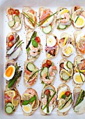 Various open sandwiches for a party