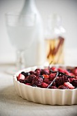 Baked berries with amaretto and vanilla beans